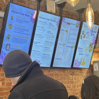 Taco Mahal - Order boards. So many choices! - Indian Near Me - New York, New York Taco Mahal - Order boards. So many choices! - Indian Near Me - New York, New York
