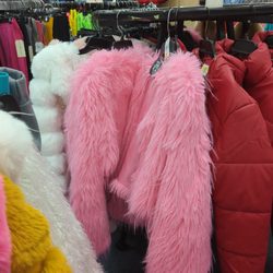 Rainbow Shops - Pink faux fur jacket