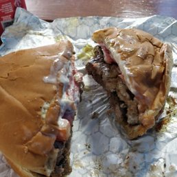 Double burger with BBQ sauce Double burger with BBQ sauce