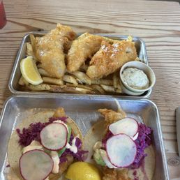 Fish tacos and fish and chips