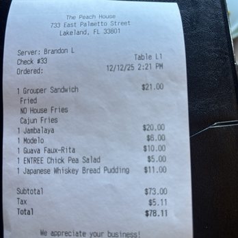 The Peach House - Very reasonable prices - Mediterranean Near Me - Lakeland, Florida