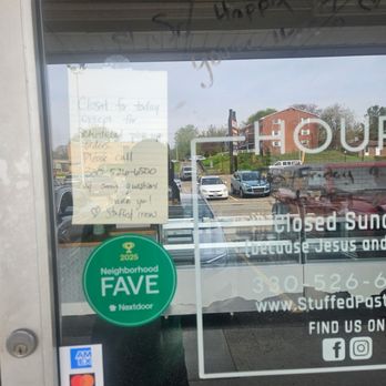Stuffed Pastry - Note in window - Cupcakes Near Me - North Canton, Ohio