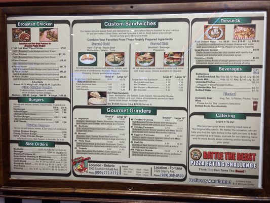 Menu photo 6 The Original Grazianos Fontana, CA