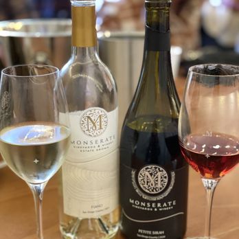 Monserate Winery - Fiano is a close Sav Blanc. Petite Sirah was rich and delicious! Grenache shown in the glass. (Great lite option for a red) - Wineries Near Me - Fallbrook, California Monserate Winery - Fiano is a close Sav Blanc. Petite Sirah was rich and delicious! Grenache shown in the glass. (Great lite option for a red) - Wineries Near Me - Fallbrook, California