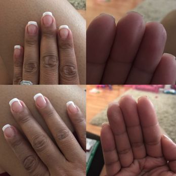 Perfect Nails Spa - My left hand on the top two and the My right on the bottom two. All of the nails on the right hand are all longer than the ones on the left! - Nail Salons Near Me - American Canyon, California Perfect Nails Spa - My left hand on the top two and the My right on the bottom two. All of the nails on the right hand are all longer than the ones on the left! - Nail Salons Near Me - American Canyon, California