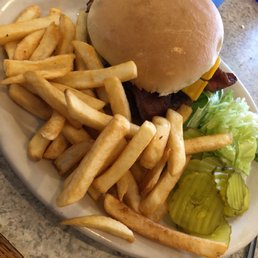 a hamburger and french fries a hamburger and french fries