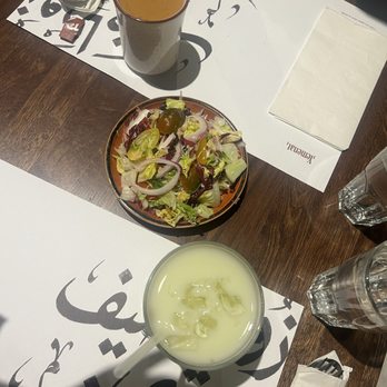 Yemenat - Salad, Adani Tea شاي عدني, and lime drink - Middle Eastern Near Me - Brooklyn, New York Yemenat - Salad, Adani Tea شاي عدني, and lime drink - Middle Eastern Near Me - Brooklyn, New York