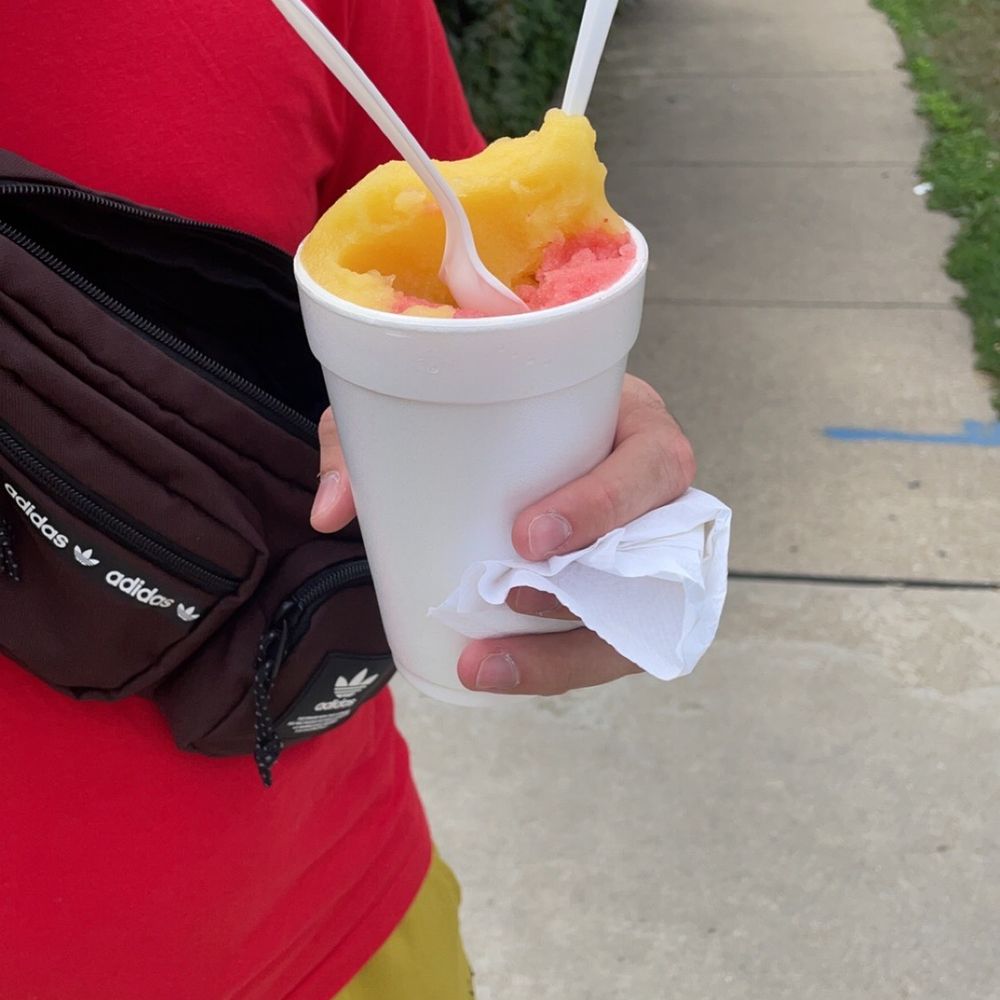 Miko's Italian Ice - Jumbo size with passion fruit and strawberry flavors - Shaved Ice Near Me - Chicago, Illinois