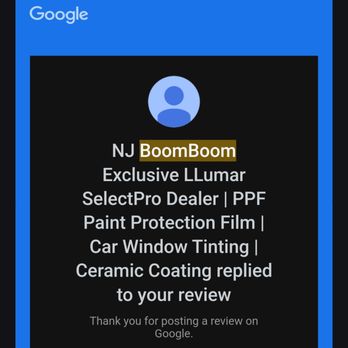 Nj Boom Boom - Proof they deleted my review to cover up - Car Window Tinting Near Me - Palisades Park, New Jersey Nj Boom Boom - Proof they deleted my review to cover up - Car Window Tinting Near Me - Palisades Park, New Jersey