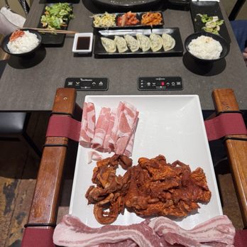 K-BBQ and Tofu House - gayoza, salad, 2 bowls of rice and our 3 meat options - Korean Near Me - Page, Arizona
