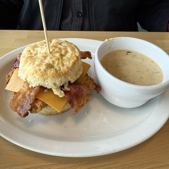 Union Biscuit - Fried Chicken Sandwich with Gravy on the side - Breakfast & Brunch Near Me - Las Vegas, Nevada Union Biscuit - Fried Chicken Sandwich with Gravy on the side - Breakfast & Brunch Near Me - Las Vegas, Nevada
