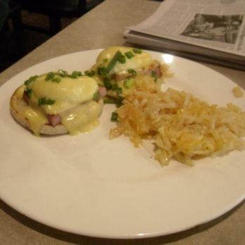 Charles & Darl's - Classic Eggs Benedict with cheesy potatoes. - Barbeque Near Me - Augusta, Michigan