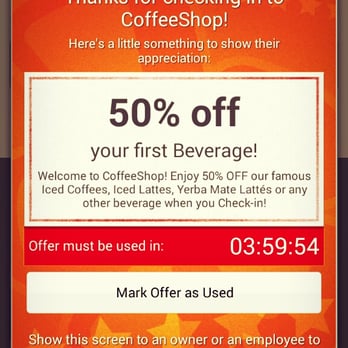 CoffeeShop - 50% off when you check-in with your YELP! Double awesome! :p - Coffee & Tea Near Me - San Francisco, California CoffeeShop - 50% off when you check-in with your YELP! Double awesome! :p - Coffee & Tea Near Me - San Francisco, California
