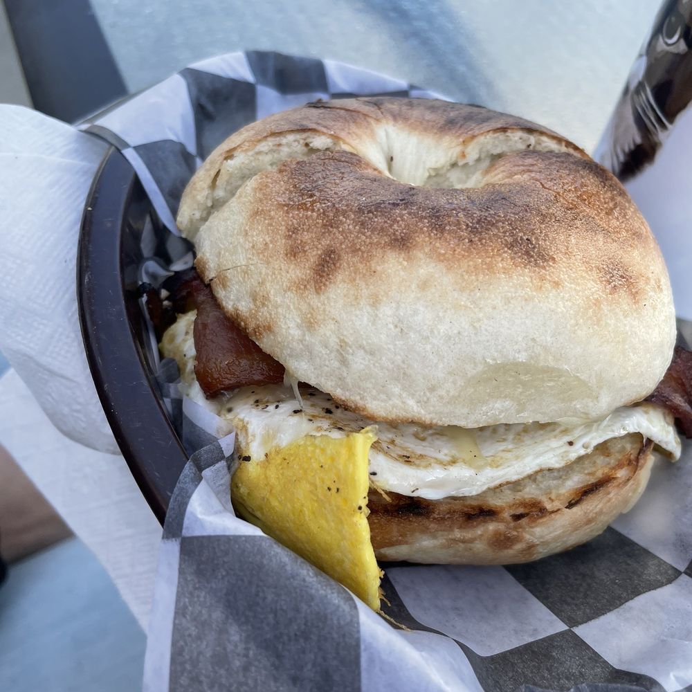 Standard breakfast sandwich on plain bagel Standard breakfast sandwich on plain bagel