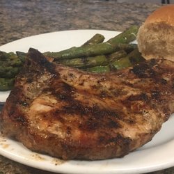 Hats Restaurant - Pork Chop and grilled Asparagus