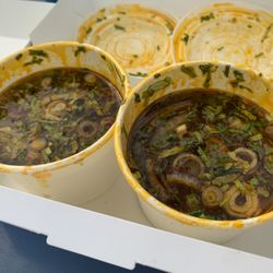 PhoWheels Food Truck - The excellent consommé that accompanies the slow cooked beef birria. So so delicious!