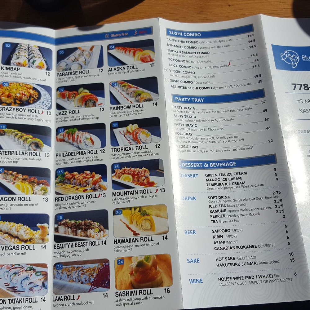 Bluefish Sushi - Menu - Sushi Bars Near Me - Kamloops, British Columbia Bluefish Sushi - Menu - Sushi Bars Near Me - Kamloops, British Columbia