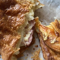 Ham Sandwich au Jambon Slices of Ham on Fresh Croissant ...utter deliciousness