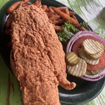 Shaggy's on the Rez - Fried Flounder Sandwich - American Near Me - Brandon, Mississippi Shaggy's on the Rez - Fried Flounder Sandwich - American Near Me - Brandon, Mississippi