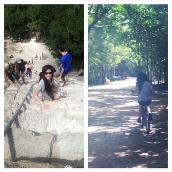 Alltournative - Kid sis climbing down the pyramid; biking - Tours Near Me - Playa del Carmen, ROO