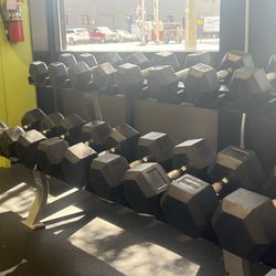 Anytime Fitness - Free weights. Turns out the 10-15LBs DBs are on the floor.