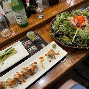 Mikado Sushi - Sashimi salad and salmon x salmon roll - Sushi Bars Near Me - Chandler, Arizona