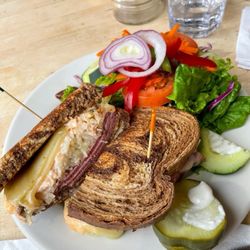 Stan & Joe's Saloon - The rich delicious messy traditional tender juicy house-made corned-beef Reuben, with house-made creamy cole-slaw at my request