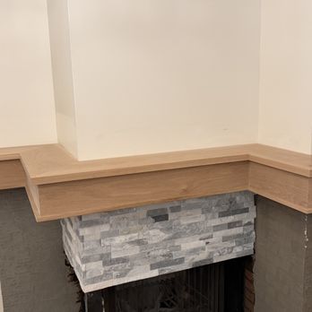 System Painting - Custom oak fireplace mantle that we built. - Painters Near Me