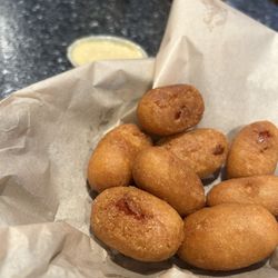 Thirsty Joe's Bar & Grill - Really good corn dogs with honey mustard dipping sauce.