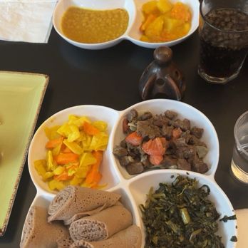 Lucy Ethiopian Cafe - Combo 1 Yebeg/Lamb - Not Spicy, Combo 1 Yebeg/Lamb - Spicy - Ethiopian Near Me - Boston, Massachusetts