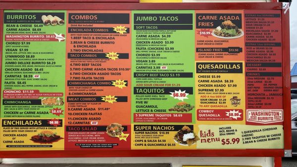 Menu photo 6 Washington Burrito Lynnwood, WA