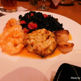 Bluestone Restaurant - Gulf and Ocean. Jumbo shrimp, mini crabcake and scallops with black rice. - American Near Me - Timonium, Maryland Bluestone Restaurant - Gulf and Ocean. Jumbo shrimp, mini crabcake and scallops with black rice. - American Near Me - Timonium, Maryland