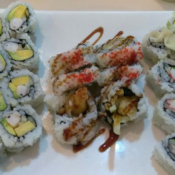 Kido Sushi - Close-up of the East, Shrimp Tempura & California rolls. - Sushi Bars Near Me - Elmhurst, New York