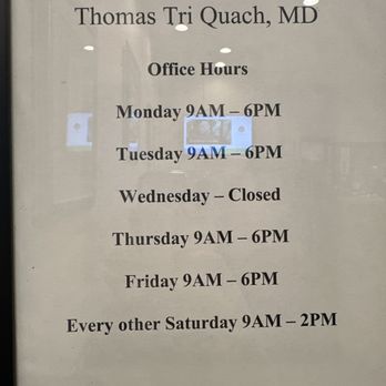 Thomas Tri Quach, MD - Business hours - Obstetricians & Gynecologists Near Me - Westminster, California Thomas Tri Quach, MD - Business hours - Obstetricians & Gynecologists Near Me - Westminster, California