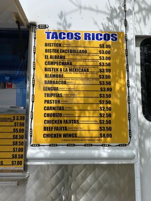Menu photo 2 Tacos Ricos Austin, TX