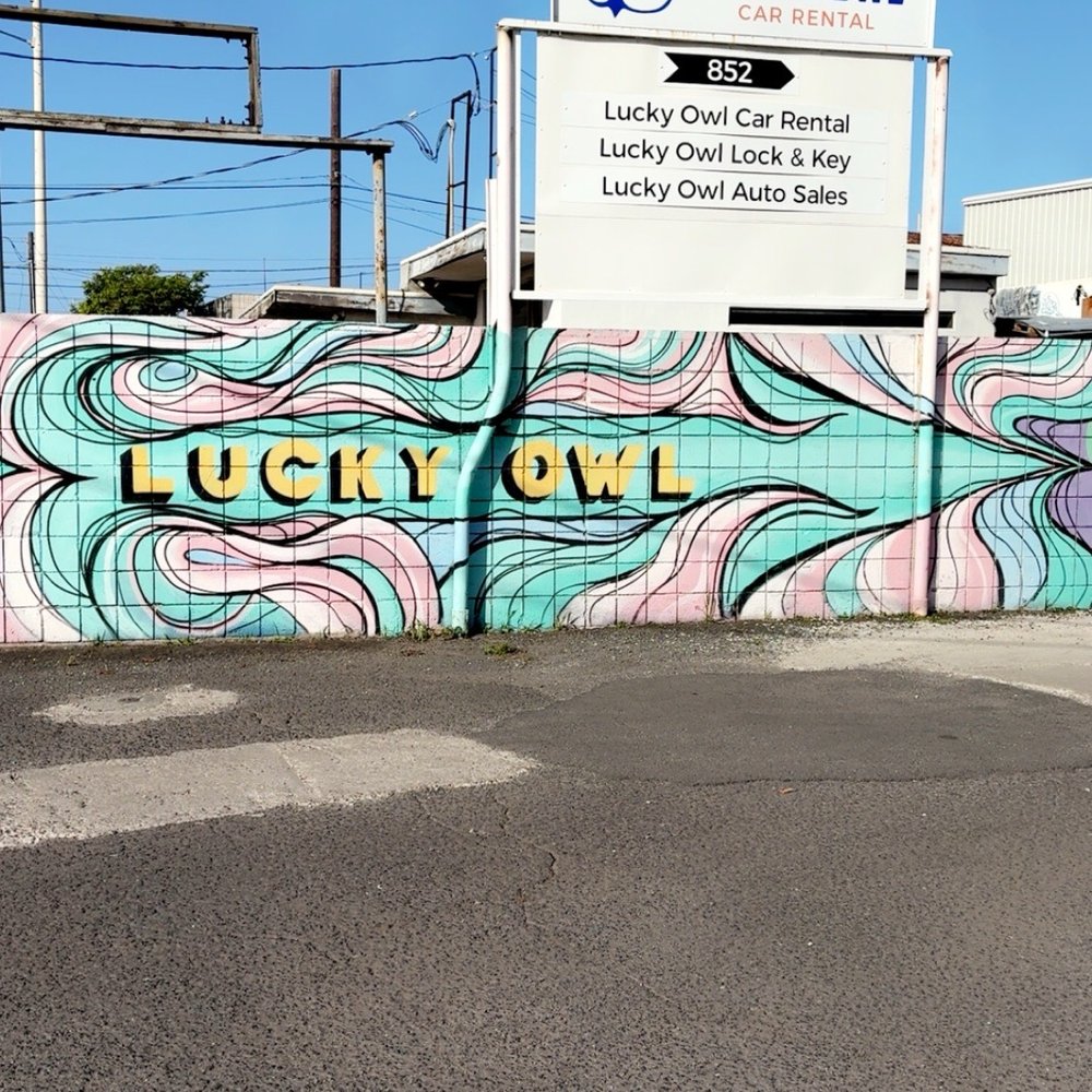 Lucky Owl Car Rental - Love the art deco on the walls - - Car Rental Near Me - Honolulu, Hawaii Lucky Owl Car Rental - Love the art deco on the walls - - Car Rental Near Me - Honolulu, Hawaii