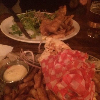 La Souche - fish and chips and lamb wrap - Brewpubs Near Me - Quebec City, Quebec La Souche - fish and chips and lamb wrap - Brewpubs Near Me - Quebec City, Quebec