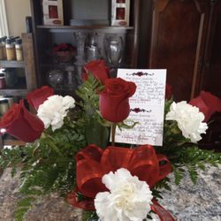 Creations By Barbara - $50 patriotic flower arrangement.