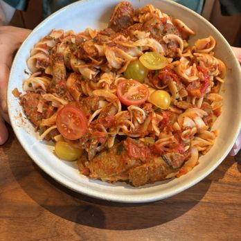 Saint - Gluten-free Spaghetti with Sausage - Italian Near Me - St. Augustine, Florida