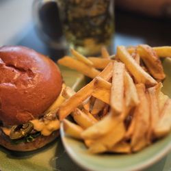 Hans im Glück - Goldschmelze burger, fries, local beer.