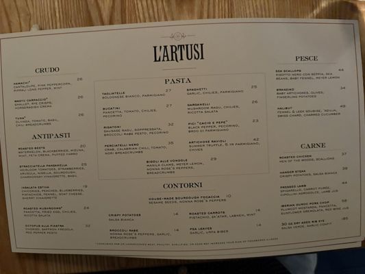 Menu photo 1 L'Artusi New York, NY Menu photo 1 L'Artusi New York, NY