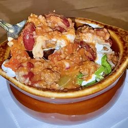 Frisco Taphouse - Wagyu Beef Chili for $8. Very hearty and comforting. Bowl is approximately 3 inches in diameter but worth it! So cheesy. :)