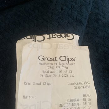 Great Clips - Receipt - Hair Salons Near Me - Woodhaven, Michigan Great Clips - Receipt - Hair Salons Near Me - Woodhaven, Michigan