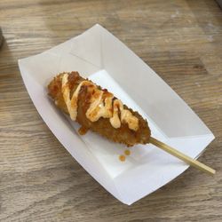 Ssong's Hotdog - Towson - #4 #4. Mozz Spicy Beef Hotdog with Siracha Mayo and Sweet Chili drizzle on top
