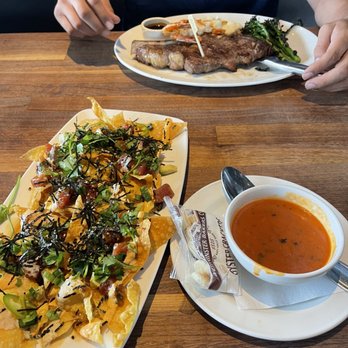 Yard House - Poke Nachos, tomato bisque and steak - New American Near Me - Bakersfield, California