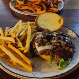Morel Mushroom and Swiss Burger