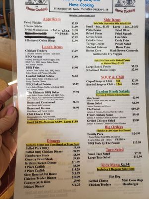 Menu photo 1 Jack's Top BBQ and Home Cooking Sparta, TN