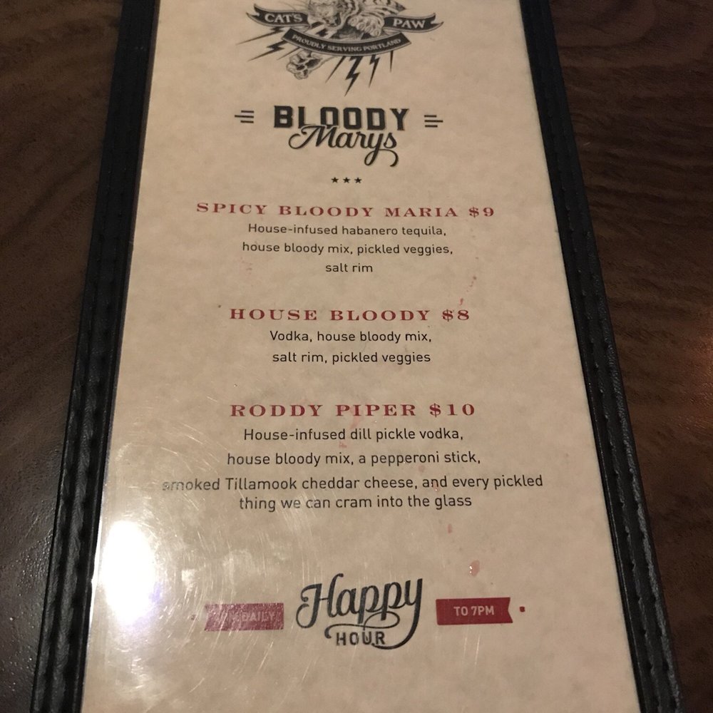 Bloody Mary menu Bloody Mary menu