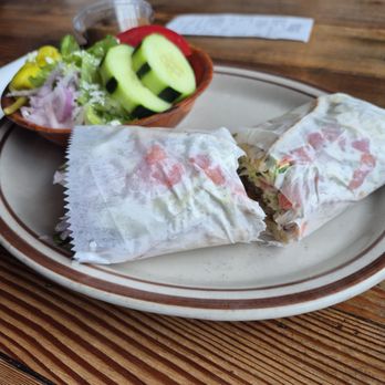 Kafenio Avondale - Gyro with a side Greek salad, it was just okay. - Greek Near Me - Decatur, Georgia
