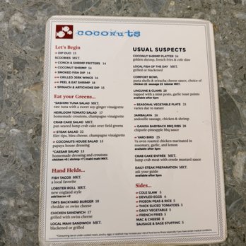 Coconuts - Food menu - Seafood Near Me - Fort Lauderdale, Florida Coconuts - Food menu - Seafood Near Me - Fort Lauderdale, Florida